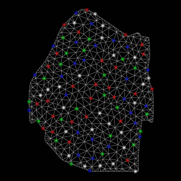 光スポットと明るいメッシュのカーカススワジランドマップ — ストックベクタ