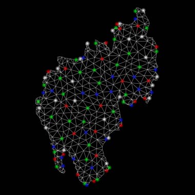 Flare Spotlar ile parlak mesh ağ Tripura devlet Haritası