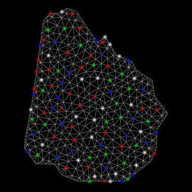 Parlama Spotlar ile parlak Mesh karkas Uruguay Haritası