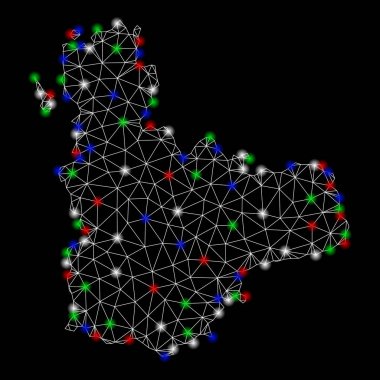 Parlak Mesh karkas Valladolid Province haritası ile Flash Spotlar