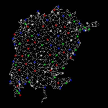 Parlak kafes tel çerçeve Victoria göl haritası ile ışık Spotlar