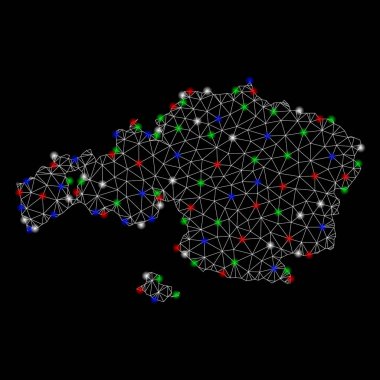 Parlak kafes karkas Vizcaya Ili flare Spotlar ile harita