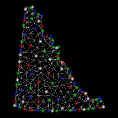 Flash Spotlar ile parlak Mesh 2D Yukon Eyaleti Haritası