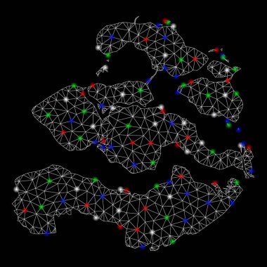 Parlama Spotlar ile parlak Mesh 2D Zeeland Eyaleti Haritası