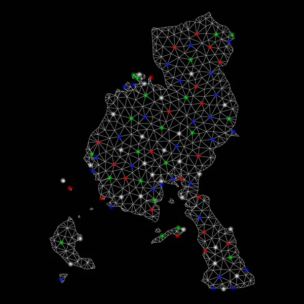 明亮的网状线框维拉加斯省地图与闪光点 — 图库矢量图片