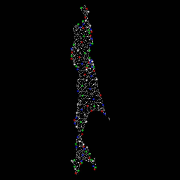 Bright Mesh Network Sakhalin Island Map with Flash Spots