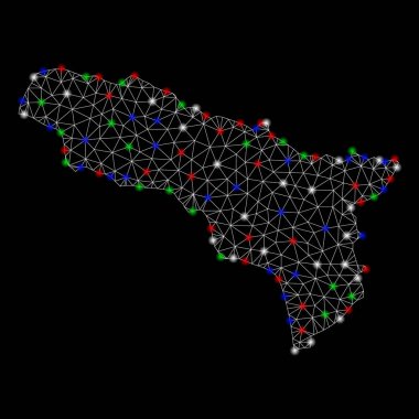 Parlak kafes tel çerçeve Abhazya haritası ile Flash Spotlar