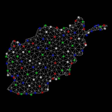 Işık Spotlar ile parlak Mesh karkas Afganistan Haritası