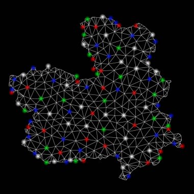 Işık Spotlar ile parlak mesh ağ Castile-La Mancha Province Haritası