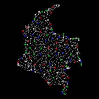 Parlama Spotlar ile parlak kafes ağ Kolombiya Haritası