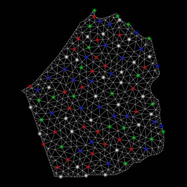 Parlayan Spotlar ile parlak Mesh tel çerçeve Dubai emirli Haritası