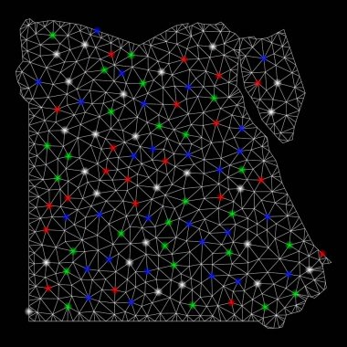 Işık Spotlar ile parlak mesh ağ Mısır Haritası