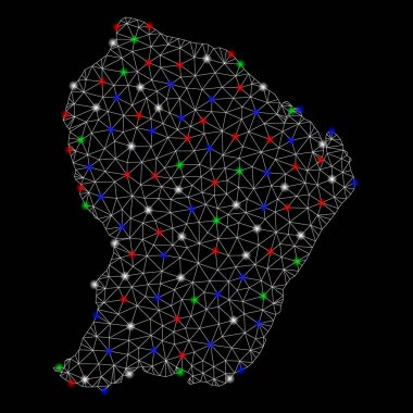 Flash Spotlar ile parlak Mesh karkas Fransız Guyanası Haritası