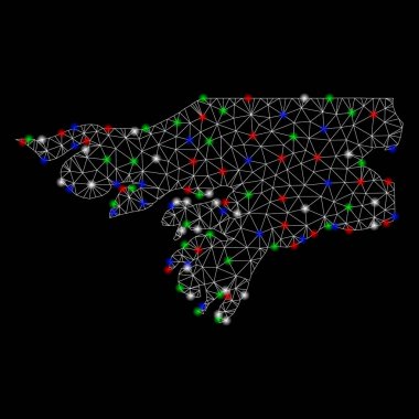 Parlak kafes ağ Guinea-Bissau harita ışık Spotlar ile