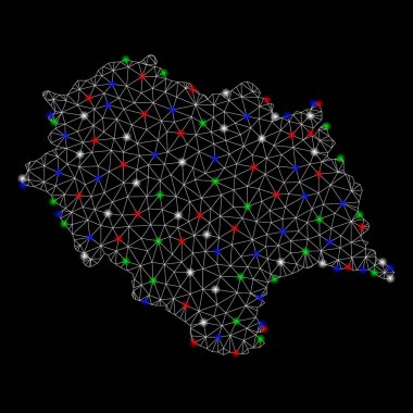 Işık Spotlar ile parlak Mesh tel çerçeve Himachal Pradesh devlet Haritası