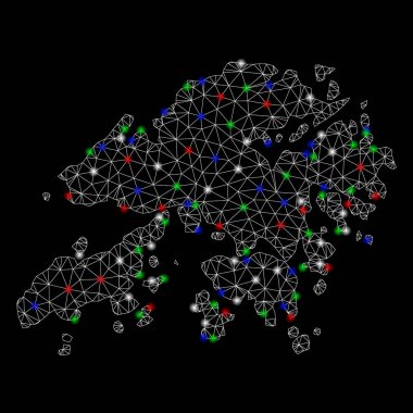 Parlak kafes ağ Hong Kong haritası ile Flash Spotlar