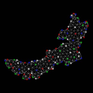 Parlama Spotlar ile parlak Mesh karkas Iç Moğolistan haritası