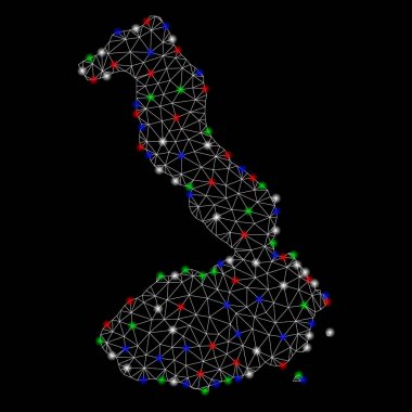Parlayan Spotlar ile parlak Mesh 2D Isabela Adası Galapagos Haritası