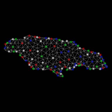 Parlama Spotlar ile parlak kafes ağ Jamaika haritası