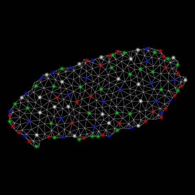 Parlama Spotlar ile parlak kafes ağ Jeju Adası Haritası