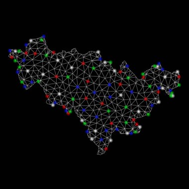 Parlak kafes tel çerçeve Jilin Il haritası ile Flash Spotlar