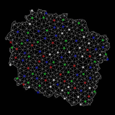 Parlak kafes ağ Kujawy-Pomerania Eyaleti harita flare Spotlar ile