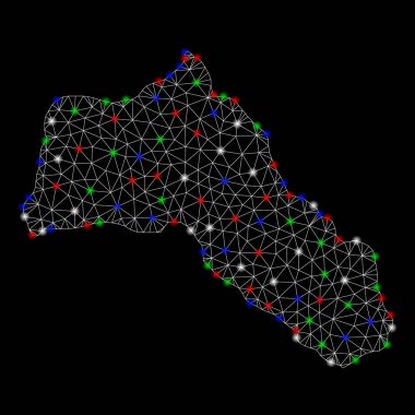 Hafif Spotlar ile parlak Mesh karkas Kürdistan Haritası