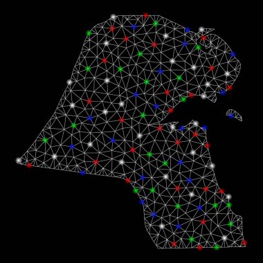 Parlama Spotlar ile parlak Mesh karkas Kuveyt Haritası