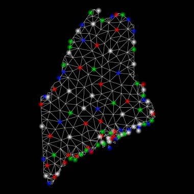 Parlama Spotlar ile parlak Mesh Network Maine arazi haritası