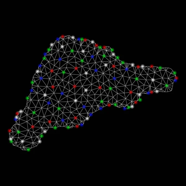 Síť se světlými sítěmi velikonoční ostrovní mapa s body odletů — Stockový vektor