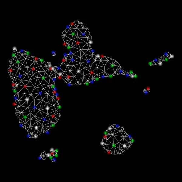 Гваделупская карта с яркими пятнами проволоки сетки — стоковый вектор
