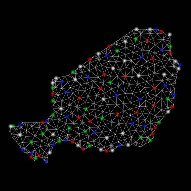 Flash Spotlar ile parlak Mesh 2D Nijer Haritası