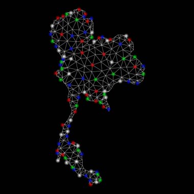 Flash Spotlar ile parlak mesh ağ Tayland Haritası