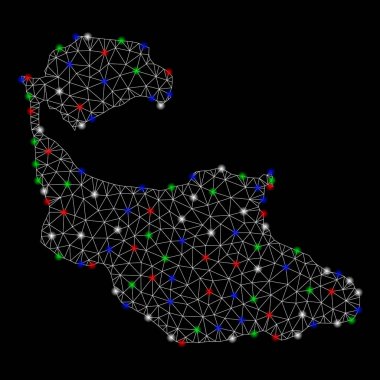Parlak Mesh karkas Tiran Adası Haritası ile Flash Spotlar