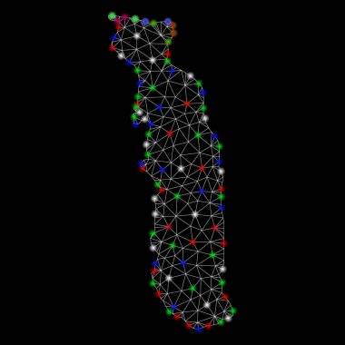 Parlak kafes tel çerçeve Togo haritası ile flare Spotlar