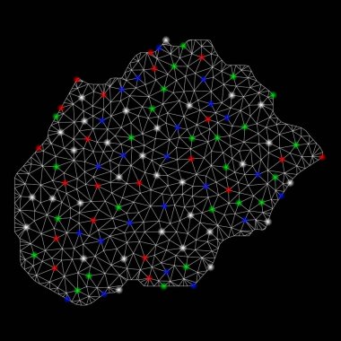 Parlak kafes tel çerçeve Alegranza Adası Haritası ile ışık Spotlar