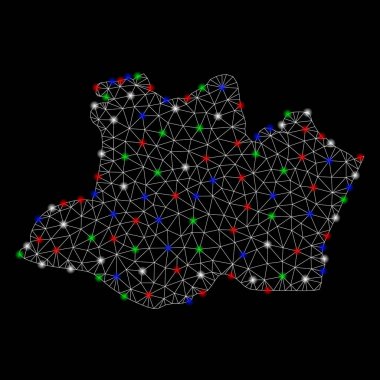 Parlak Mesh karkas Flash Spotlar ile Amazonas devlet Haritası