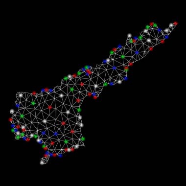 Flash Spotlar ile parlak Mesh 2D Andhra Pradesh devlet Haritası