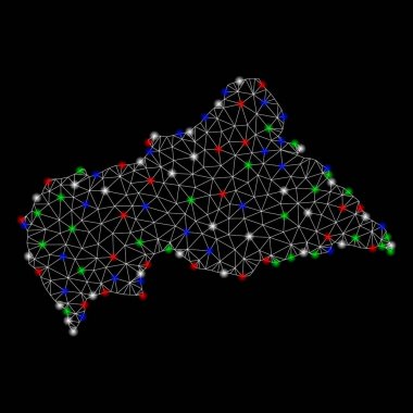 Işık Spotlar ile parlak mesh ağ Orta Afrika Cumhuriyeti Haritası