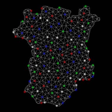 Işık Spotlar ile parlak Mesh karkas Çeçenistan Haritası