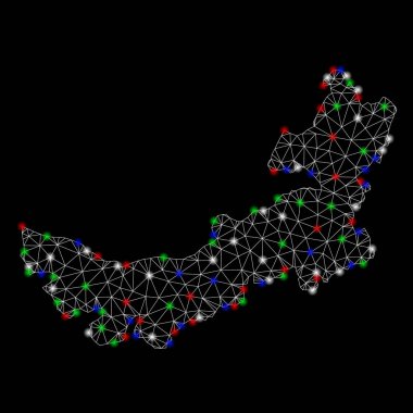 Parlak kafes tel çerçeve Çin Iç Moğolistan haritası ile ışık Spotlar