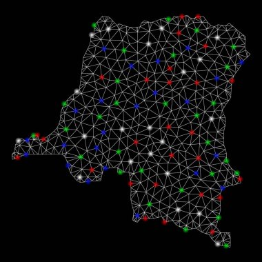 Bright mesh ağ Demokratik Kongo Cumhuriyeti Işık spotları ile harita