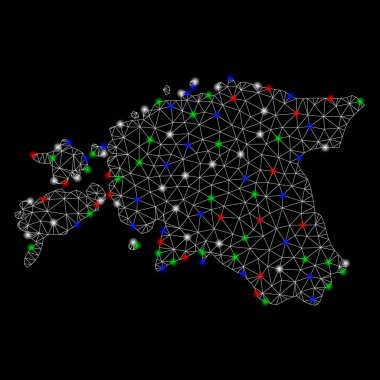 Işık Spotlar ile parlak Mesh karkas Estonya Haritası