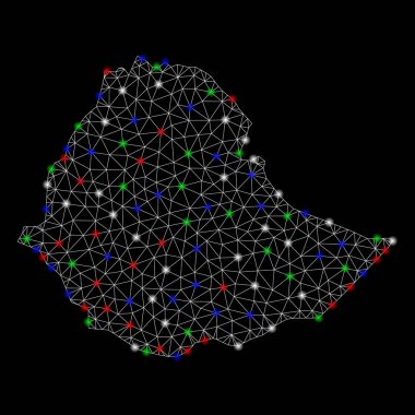 Flash Spotlar ile parlak Mesh 2D Etiyopya Haritası