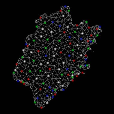 Flash Spotlar ile parlak Mesh karkas Fujian Eyaleti Haritası