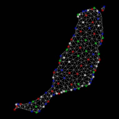 Işık spotları ile parlak kafes tel çerçeve Fuerteventura Adası Haritası