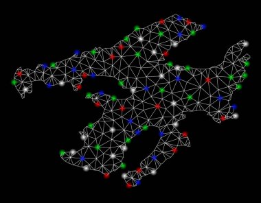 Parlak kafes tel çerçeve büyük Bear göl Haritası flare Spotlar ile