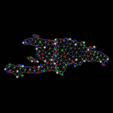 Parlak kafes 2D Haiti ve Dominik Cumhuriyeti harita Flash Spotlar ile