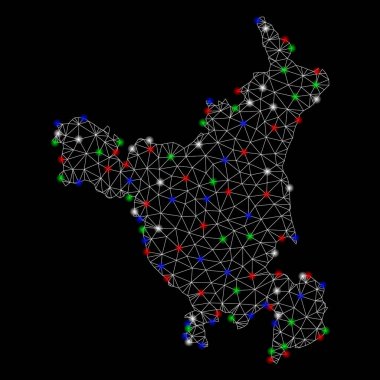 Parlak kafes tel çerçeve Haryana devlet haritası ile ışık Spotlar