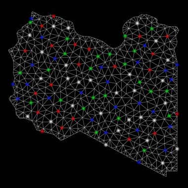Parlama Spotlar ile parlak Mesh 2D Libya Haritası